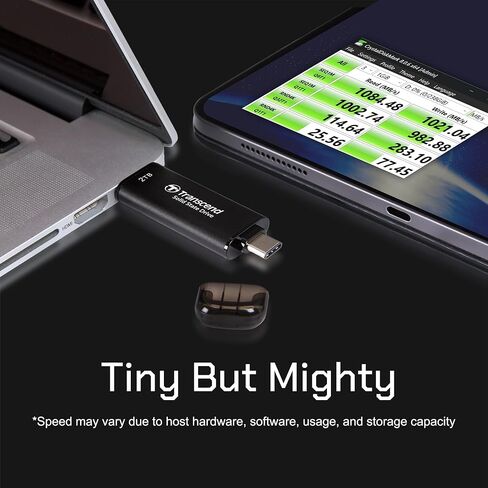 Transcend 128GB SSD خارجي ، ما يصل إلى 1050 ميجابايت/ثانية ، محرك أقراص فلاش USB مزدوج لجهاز iPhone & iPad & Mac ، Windows & Android ، Tablet & PC ، تلفزيون ذكي ، USB 3.2 GEN 2 Thumb Drive Photo Stick in Saudi Arabia