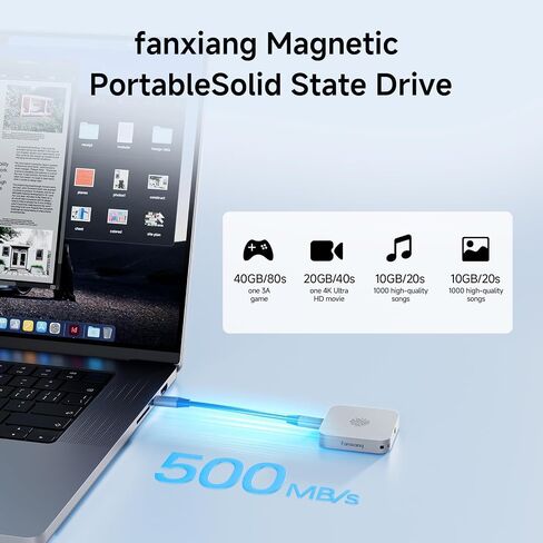 1TB Magnetic Portable SSD, External SSD with Type-C USB 3.2 Gen 1 & Magnetic Ring, Compact Storage for iPhone 16/15, Laptops, PCs, Tablets in Saudi Arabia