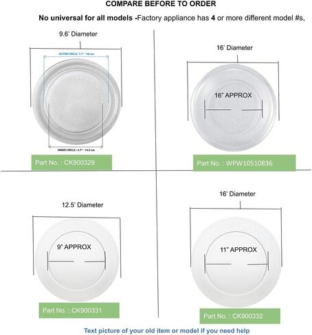 Glob Pro Solutions PD00044154 EAP11755826 AP6022493 PS11755826 Microwave Glass Turnable Trantable 16.5 "بوصة تقريبًا بديلة ومتوافقة مع Whirlpool Whirlpool الثقيلة in Saudi Arabia