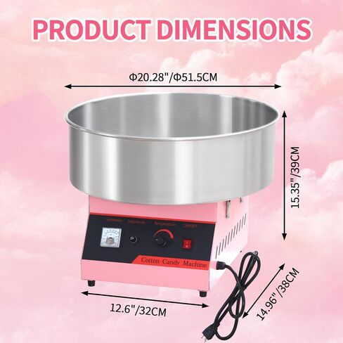 Commercial Cotton Candy Machine, 1050W Electric Floss Maker with Stainless Steel Bowl, Sugar Scoop for Family and Various Party Blue in Kuwait