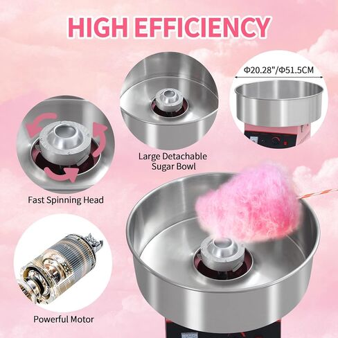 Commercial Cotton Candy Machine, 1050W Electric Floss Maker with Stainless Steel Bowl, Sugar Scoop for Family and Various Party Blue in Kuwait