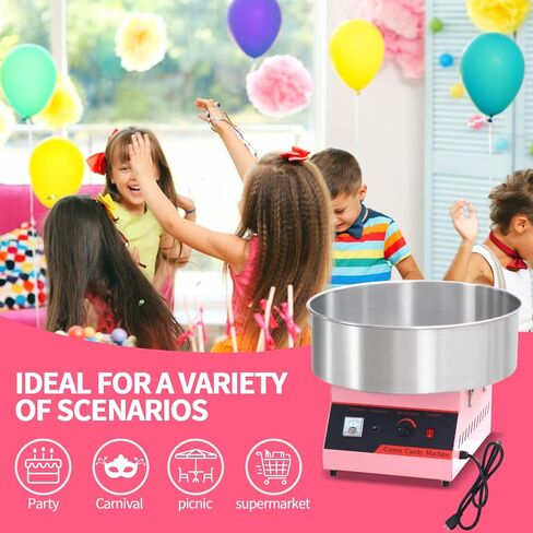 Commercial Cotton Candy Machine, 1050W Electric Floss Maker with Stainless Steel Bowl, Sugar Scoop for Family and Various Party Blue in Kuwait