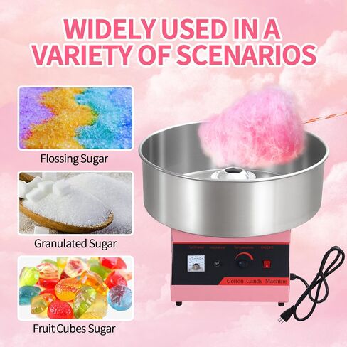 Commercial Cotton Candy Machine, 1050W Electric Floss Maker with Stainless Steel Bowl, Sugar Scoop for Family and Various Party Blue in Kuwait