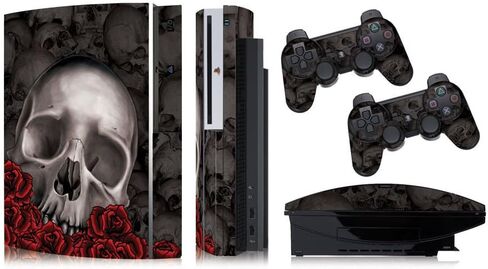 Designer skins for FAT Playstation 3 System Console, PS3 Controller skin included - BONECOLLECTOR BLACK in Saudi Arabia