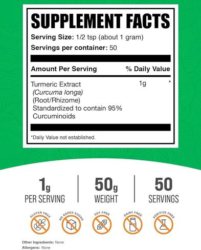BULKSUPPLEMENTS.COM مسحوق مستخلص الكركم - مكملات الكركمين 1000 مجم، مسحوق الكركمين الكركم، مسحوق الكركم - مسحوق جذر الكركم، خالي من الغلوتين، 1000 مجم لكل وجبة، 100 جم (3.5 أونصة) in Kuwait