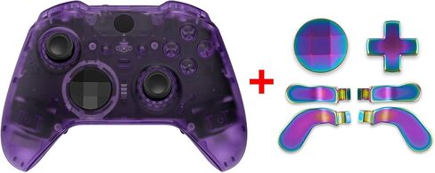 eXtremeRate Clear Purple Full Set Shell Buttons + 6 in 1 Steel D-Pads Paddles for Xbox Elite Series 2 Controller in Saudi Arabia