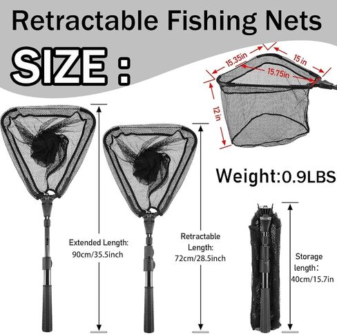 شبكة صيد التلسكوب مع مقبض-شبكة أسماك عذبة ومياه متينة متينة ، شبكة هبوط قابلة للطي ، وتصميم خفيف ، وتصميم سهلة النقل والتخزين in Kuwait