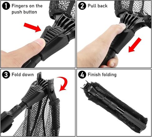 شبكة صيد التلسكوب مع مقبض-شبكة أسماك عذبة ومياه متينة متينة ، شبكة هبوط قابلة للطي ، وتصميم خفيف ، وتصميم سهلة النقل والتخزين in Kuwait