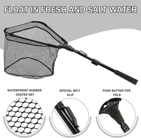 شبكة صيد التلسكوب مع مقبض-شبكة أسماك عذبة ومياه متينة متينة ، شبكة هبوط قابلة للطي ، وتصميم خفيف ، وتصميم سهلة النقل والتخزين in Kuwait