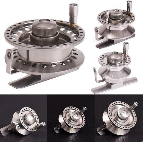 بكرة صيد الجليد صيد الأسماك ، جميعها معدنية صيد الجليد بكرة الألومنيوم سبيكة ذبابة الصيد الدليل اليمنى دليل الدليل مع مقبض تسرب قابل للتعديل لصيد المياه العذبة in Kuwait