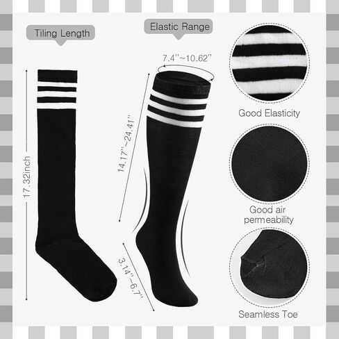 Xtinmee 20 Pairs Pink Knee High Socks Striped Colored Tube Socks Women's Knee Athletic Socks Outdoor Sport Socks in Saudi Arabia