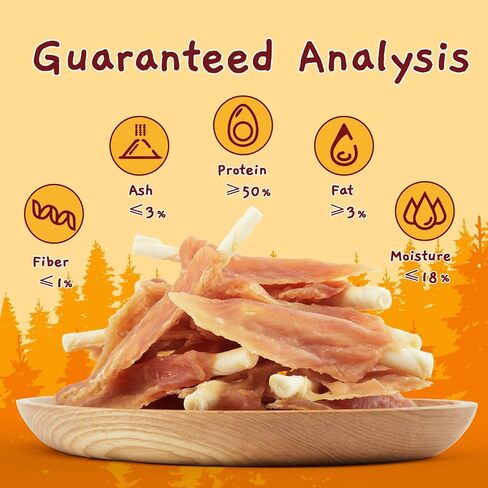 حلوى الغابة التي تنادي الكلاب، أعواد مضغ من الجلد الخام ملفوفة بالدجاج، طعام مضغ طويل الأمد مع الجلوكوزامين والكوندرويتين لصحة الورك والمفاصل in Kuwait