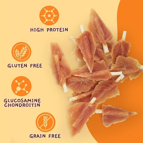 حلوى الغابة التي تنادي الكلاب، أعواد مضغ من الجلد الخام ملفوفة بالدجاج، طعام مضغ طويل الأمد مع الجلوكوزامين والكوندرويتين لصحة الورك والمفاصل in Kuwait