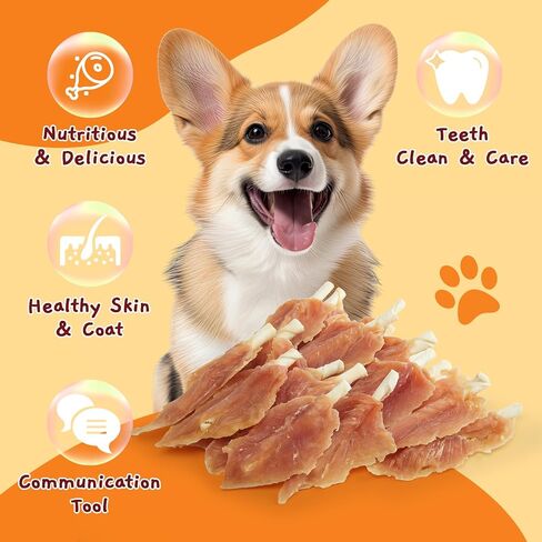 حلوى الغابة التي تنادي الكلاب، أعواد مضغ من الجلد الخام ملفوفة بالدجاج، طعام مضغ طويل الأمد مع الجلوكوزامين والكوندرويتين لصحة الورك والمفاصل in Kuwait