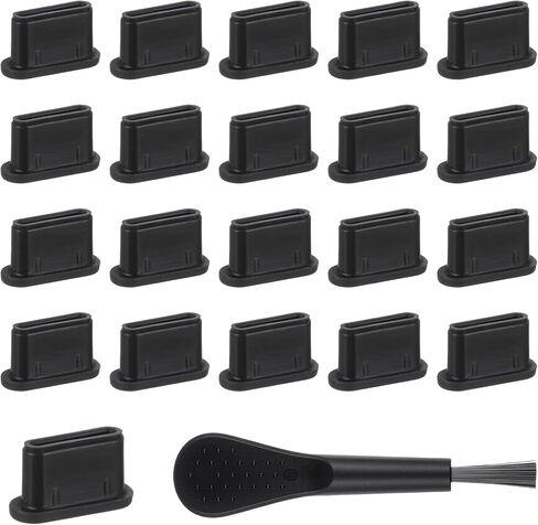 20 PCS USB C Dust Plug, Black Silicone Type C Anti Dust Plugs with Cleaning Brush Cover Type C Port Protector Cap Charging Port Dust Plug Cover for Most Type C Mobile Phone Tablet Accessories in Saudi Arabia
