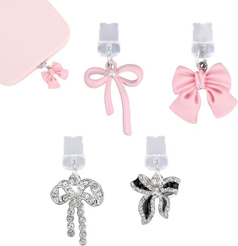 4pcs Phone Dust Plug Charms, Creative Charging Port Dust Plug Cover Protector Caps Charm for iPhone 4-14 Series Ports Practical and Stylish Phone Accessories in Saudi Arabia