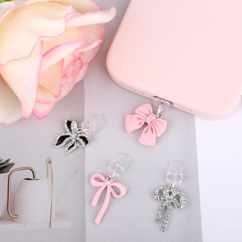 4pcs Phone Dust Plug Charms, Creative Charging Port Dust Plug Cover Protector Caps Charm for iPhone 4-14 Series Ports Practical and Stylish Phone Accessories in Saudi Arabia