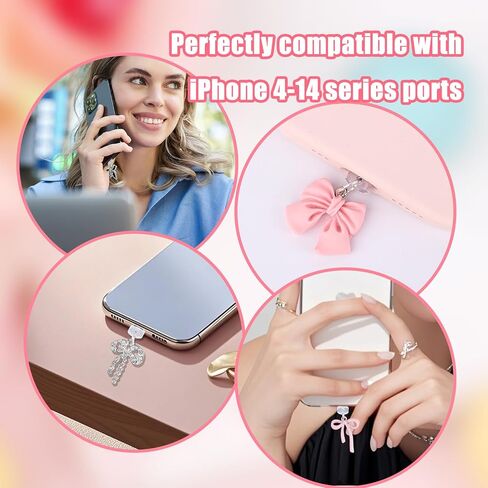 4pcs Phone Dust Plug Charms, Creative Charging Port Dust Plug Cover Protector Caps Charm for iPhone 4-14 Series Ports Practical and Stylish Phone Accessories in Saudi Arabia