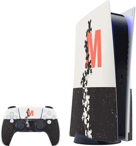 Skinit Decal Gaming Skin Compatible with PS5 Bundle - Officially Licensed Disney Mickey Mouse Stacked Silhouette Split Design in Saudi Arabia