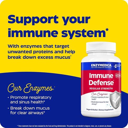 Enzymedica, Enzyme Defense، تركيبة إنزيمية متخصصة لدعم الجهاز المناعي، نباتي، موافق للشريعة اليهودية، 120 كبسولة (120 حصة) in Saudi Arabia