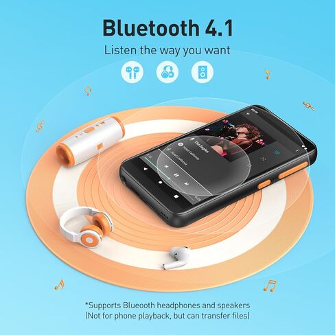 Agptek 80GB MP3 Player for Kids مع Bluetooth و WiFi ، T07S 4 '' مشغل الموسيقى مع أدوات التحكم في الوالدين ، Spotify Kids ، حتى 512 جيجابايت ، أسود in Saudi Arabia
