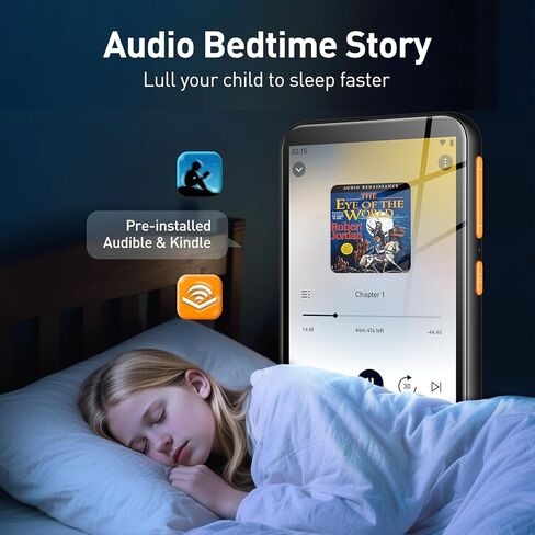 Agptek 80GB MP3 Player for Kids مع Bluetooth و WiFi ، T07S 4 '' مشغل الموسيقى مع أدوات التحكم في الوالدين ، Spotify Kids ، حتى 512 جيجابايت ، أسود in Saudi Arabia