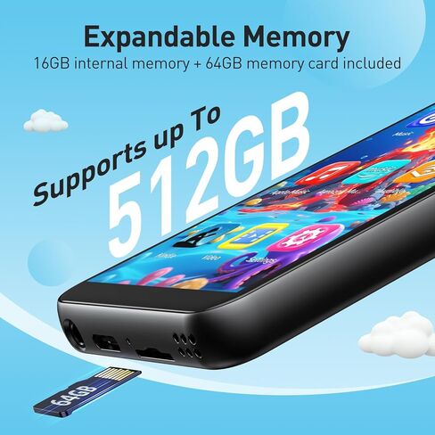 Agptek 80GB MP3 Player for Kids مع Bluetooth و WiFi ، T07S 4 '' مشغل الموسيقى مع أدوات التحكم في الوالدين ، Spotify Kids ، حتى 512 جيجابايت ، أسود in Saudi Arabia