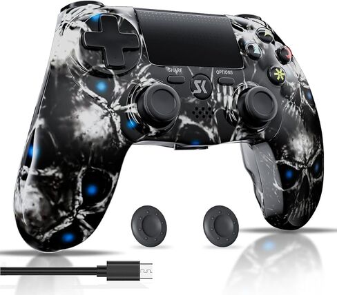 وحدة تحكم Ishako اللاسلكية لـ PS4 ، وحدة التحكم في لعبة RGB لـ PlayStation 4/Pro/Slim/PC Windows ، مع بطارية 1000 مللي أمبير في الساعة ، والاهتزاز المزدوج ، والتحكم في حركة 6 محاور (أسود) in Kuwait