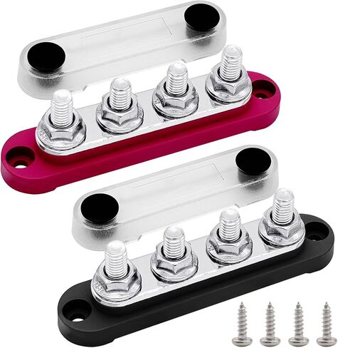 2 × #10 (M5) كتلة توزيع الطاقة مع مسامير 5 x #8 (M4) ، Ampper 4.2 "BUS BAR 12V توزيع الطاقة بطارية كتلة bustbar لسيارة الصوت الشمسية (أسود) in Saudi Arabia