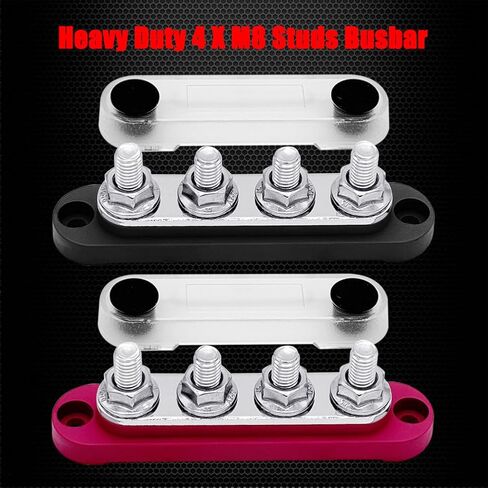 2 × #10 (M5) كتلة توزيع الطاقة مع مسامير 5 x #8 (M4) ، Ampper 4.2 "BUS BAR 12V توزيع الطاقة بطارية كتلة bustbar لسيارة الصوت الشمسية (أسود) in Saudi Arabia