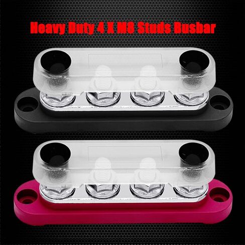 2 × #10 (M5) كتلة توزيع الطاقة مع مسامير 5 x #8 (M4) ، Ampper 4.2 "BUS BAR 12V توزيع الطاقة بطارية كتلة bustbar لسيارة الصوت الشمسية (أسود) in Saudi Arabia