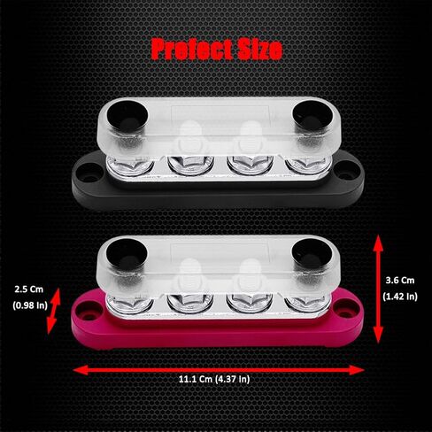 2 × #10 (M5) كتلة توزيع الطاقة مع مسامير 5 x #8 (M4) ، Ampper 4.2 "BUS BAR 12V توزيع الطاقة بطارية كتلة bustbar لسيارة الصوت الشمسية (أسود) in Saudi Arabia