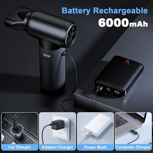 Air Air Duster-130،000 دورة في الدقيقة Super Power Air Duster 4-Gear قابلة للتعديل من منفاخ الهواء اللاسلكي القابلة لإعادة الشحن للكمبيوتر ولوحة المفاتيح والمنزل والخارجية والسيارة in Saudi Arabia