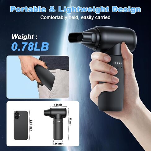 Air Air Duster-130،000 دورة في الدقيقة Super Power Air Duster 4-Gear قابلة للتعديل من منفاخ الهواء اللاسلكي القابلة لإعادة الشحن للكمبيوتر ولوحة المفاتيح والمنزل والخارجية والسيارة in Saudi Arabia