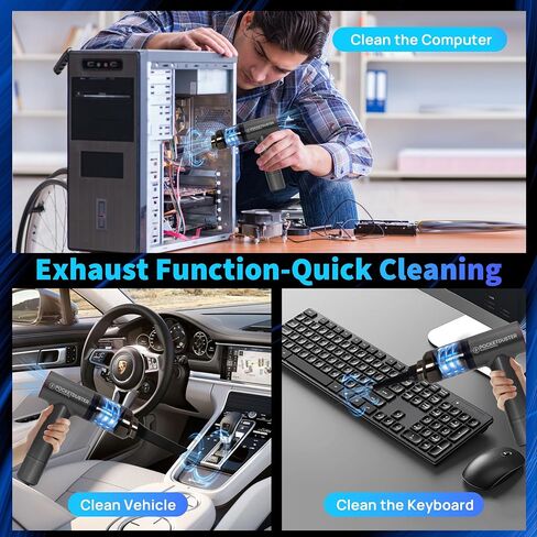 2-in-1 Compressed Air Duster and Mini Vacuum Cleaner with 150000 High RPM - Powerful Brushless Motor for Desktop, Keyboards, Laptop, Dryer and Electronics in Saudi Arabia