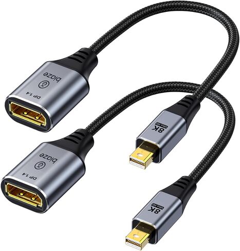 8K Mini DisplayPort to DisplayPort 1.4 Adapter - Male to Female, 32.4Gbps 8K@60Hz Bi-Directional Mini DP to DP Converter for Gaming Laptop, MacBook, iMac, Monitor, VR(2 Pack) in Saudi Arabia