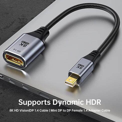 8K Mini DisplayPort to DisplayPort 1.4 Adapter - Male to Female, 32.4Gbps 8K@60Hz Bi-Directional Mini DP to DP Converter for Gaming Laptop, MacBook, iMac, Monitor, VR(2 Pack) in Saudi Arabia