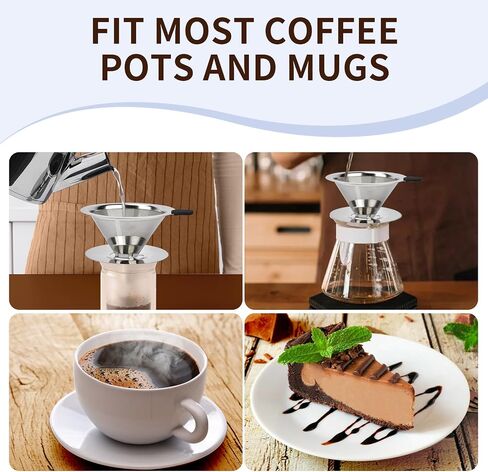 Stainless Steel Pour Over Coffee Dripper, Reusable Fine Mesh Filter for 1-2 Cups, Paperless Coffee Maker for Home, Travel, Camping in Saudi Arabia