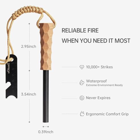 Ferro Rod Fire Starter و Survival Flint و Steel Fire Starter Kit للمشي لمسافات طويلة ، وبوشكرافت ، ومعدات أساسيات التخييم ، وإمدادات الطوارئ - هدية مثالية للمستكشفين in Saudi Arabia