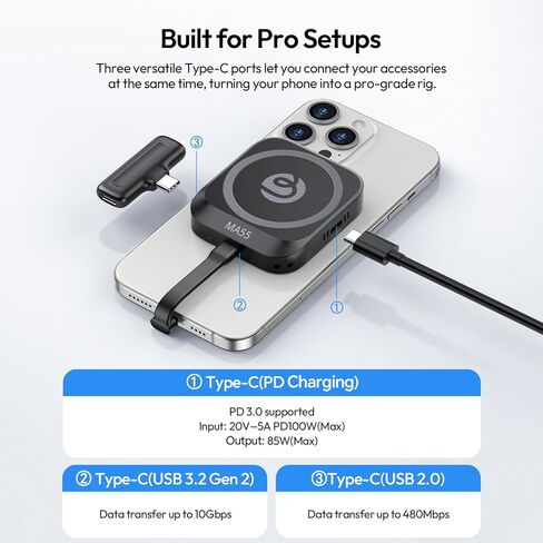 Ulanzi MA55 Magnetic SSD Enclosure M.2 NVMe with Magsafe, USB 3.2 Gen 2 Type-C (10 Gbps), Aluminum Key Solid State Drive Case External Enclosure for SSDs 2230/2242, iphone15 16 Series, Selfie Light in Saudi Arabia