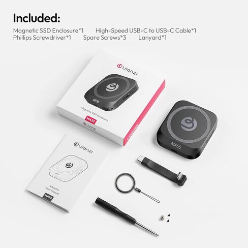 Ulanzi MA55 Magnetic SSD Enclosure M.2 NVMe with Magsafe, USB 3.2 Gen 2 Type-C (10 Gbps), Aluminum Key Solid State Drive Case External Enclosure for SSDs 2230/2242, iphone15 16 Series, Selfie Light in Saudi Arabia
