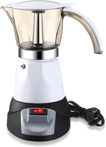Electric Espresso Maker Transparent Coffee Maker Electric Moka Pot Portable Aluminum Espresso Machine Italian Moka Pot with Detachable Base, Coffee Gift for Women Men Home Travel(Red,6 Cup) in Saudi Arabia