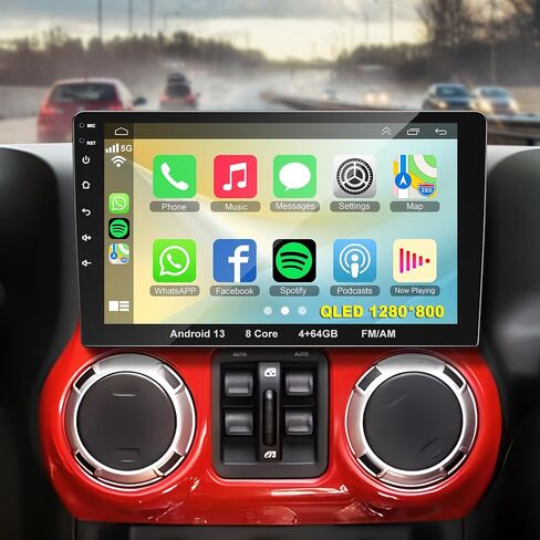 Android 13 Car Stereo Double Din Radio مع Carplay Wireless Android Auto | وحدة رأس شاشة اللمس 9 بوصة Qled مع GPS WiFi BT 32EQ DSP | MirrorLink | التحكم في عجلة القيادة | FM AM | 4G+64G ، 8 Core in Kuwait