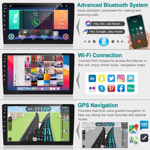 Android 13 Car Stereo Double Din Radio مع Carplay Wireless Android Auto | وحدة رأس شاشة اللمس 9 بوصة Qled مع GPS WiFi BT 32EQ DSP | MirrorLink | التحكم في عجلة القيادة | FM AM | 4G+64G ، 8 Core in Kuwait