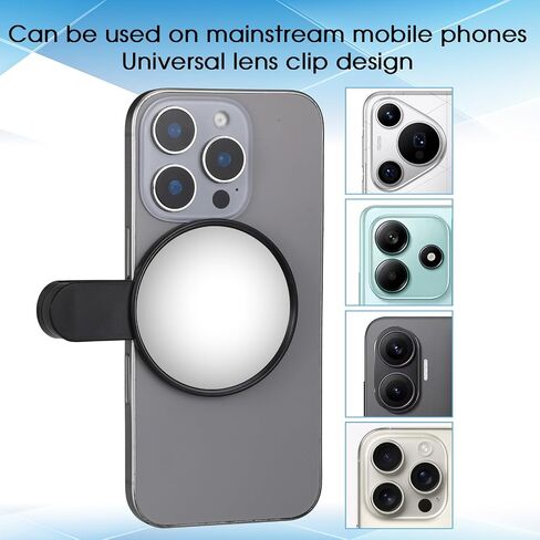 Hecila 2 PCS Selfie Mirror Phone Clip Universal Back Camera Monitor للهواتف الذكية للبث المباشر مرآة مضغوطة لتأطير دقيق للتكوين المحسّن للهاتف الأساسي لمبدع المحتوى in Saudi Arabia