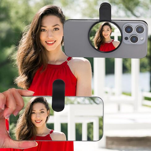 Hecila 2 PCS Selfie Mirror Phone Clip Universal Back Camera Monitor للهواتف الذكية للبث المباشر مرآة مضغوطة لتأطير دقيق للتكوين المحسّن للهاتف الأساسي لمبدع المحتوى in Saudi Arabia