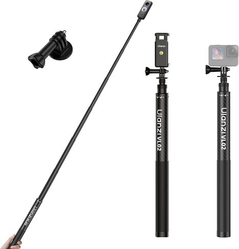 ULANZI VL02 Carbon Fiber Extended Edition Invisible Selfie Stick for Insta360 X5/X4/X3/GO 3S/ONE X2/DJI Osmo 360, 2.7m 8.86ft Extension Pole Waterproof Handle Grip for GoPro, Phone and More in Saudi Arabia