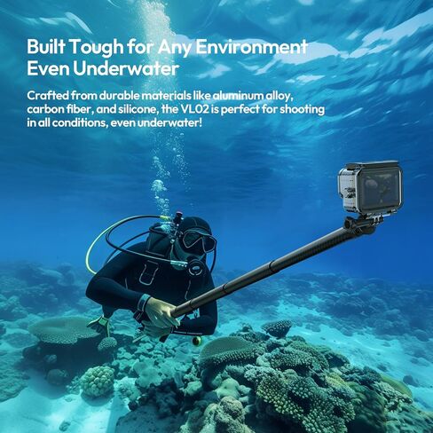 ULANZI VL02 Carbon Fiber Extended Edition Invisible Selfie Stick for Insta360 X5/X4/X3/GO 3S/ONE X2/DJI Osmo 360, 2.7m 8.86ft Extension Pole Waterproof Handle Grip for GoPro, Phone and More in Saudi Arabia