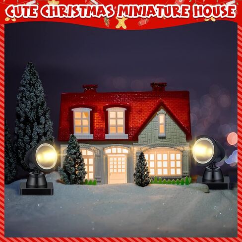 Kingdder 4 in 1 Accessories for Villages Building Light Christmas Village Collection Round Village Spotlights Battery Operated Christmas LED Light with Switch for Landscape (Warm White, 4) in Kuwait