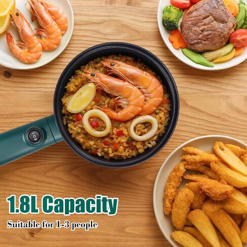 كهربائي حار على الباخرة ، 6 أوضاع ذكية ، طباخ رامين 1.8 لتر ، طباخ محمول ، مقلاة غير لاصقة ، مقلاة سوتيه ، وعاء كهربائي للمعكرونة ، البيض ، شريحة لحم ، خالية من BPA ، غرفة النوم الكلية الأساسية in Kuwait